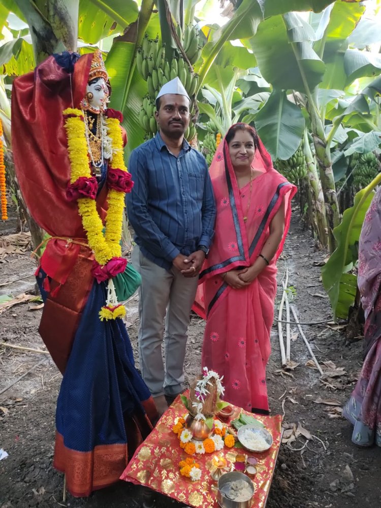 यशोगाथा/ जळकेच्या शेतकऱ्यातर्फे डीजेच्या तालावर केळी बागेची पूजा करून केली कापणी